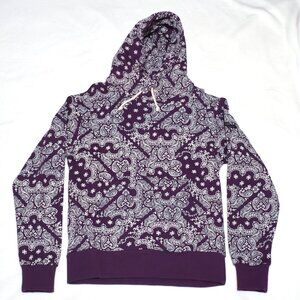 SCHOTT NYC Paisley Pattern Hooded Sweatshirt Size Small